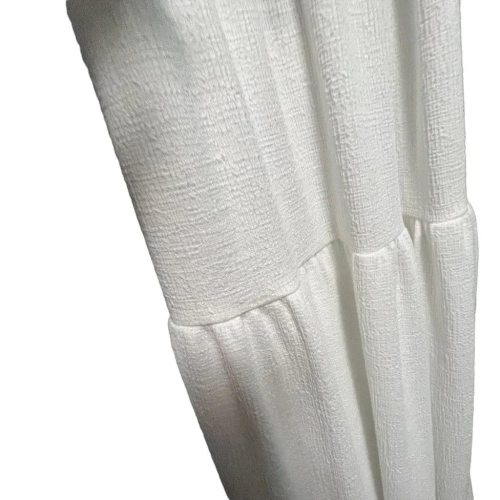 Nasty Gal Size US 6 White Maxi Dress Tie and Cutout in Back Tiered Summer Layer - Picture 3 of 6